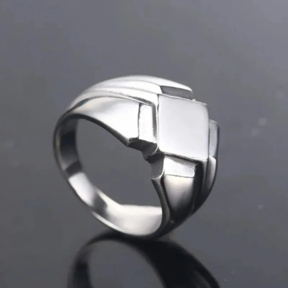 Retro Punk Ring for Men Boy Geometric Rhombus Rings Vintage Oxidized Silver Color Rock Finger Trendy Male Jewelry