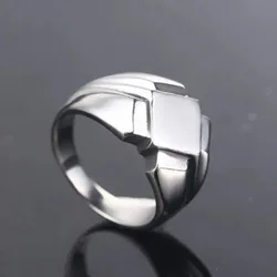 Retro Punk Ring for Men Boy Geometric Rhombus Rings Vintage Oxidized Silver Color Rock Finger Trendy Male Jewelry