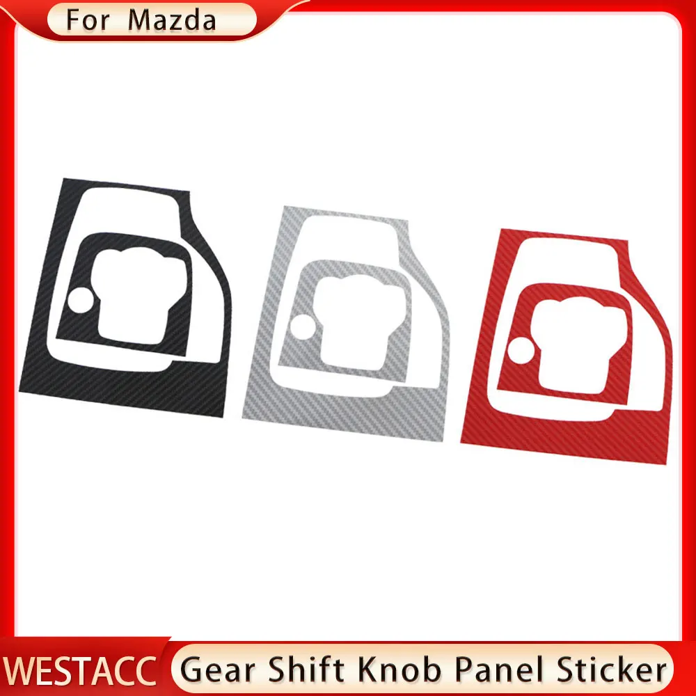 Carbon Fiber Car Gear Head Shift Knob Panel Cover Trim Sticker for Mazda 3 Axela 2014 2015 2016 2017 2018 2019 Accessories view 4