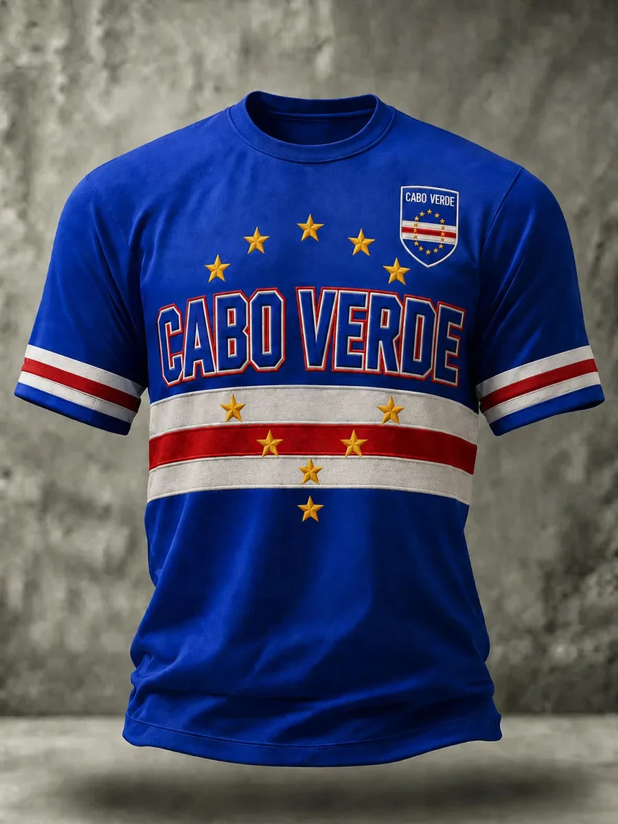 Cabo Verde Style Football Jersey T Shirt Men Women Sports Top Quick Dry Breathable Short Sleeve Casual Outdoor Summer Wear Tee