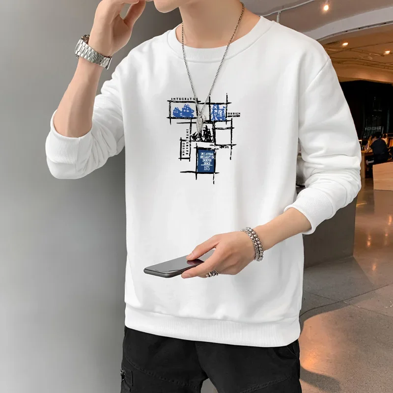 New Autumn and Spring Long sleeved T-shirt for Men's Sweater Underlay Shirt for Men's Round Neck Pullover Sweater for Men