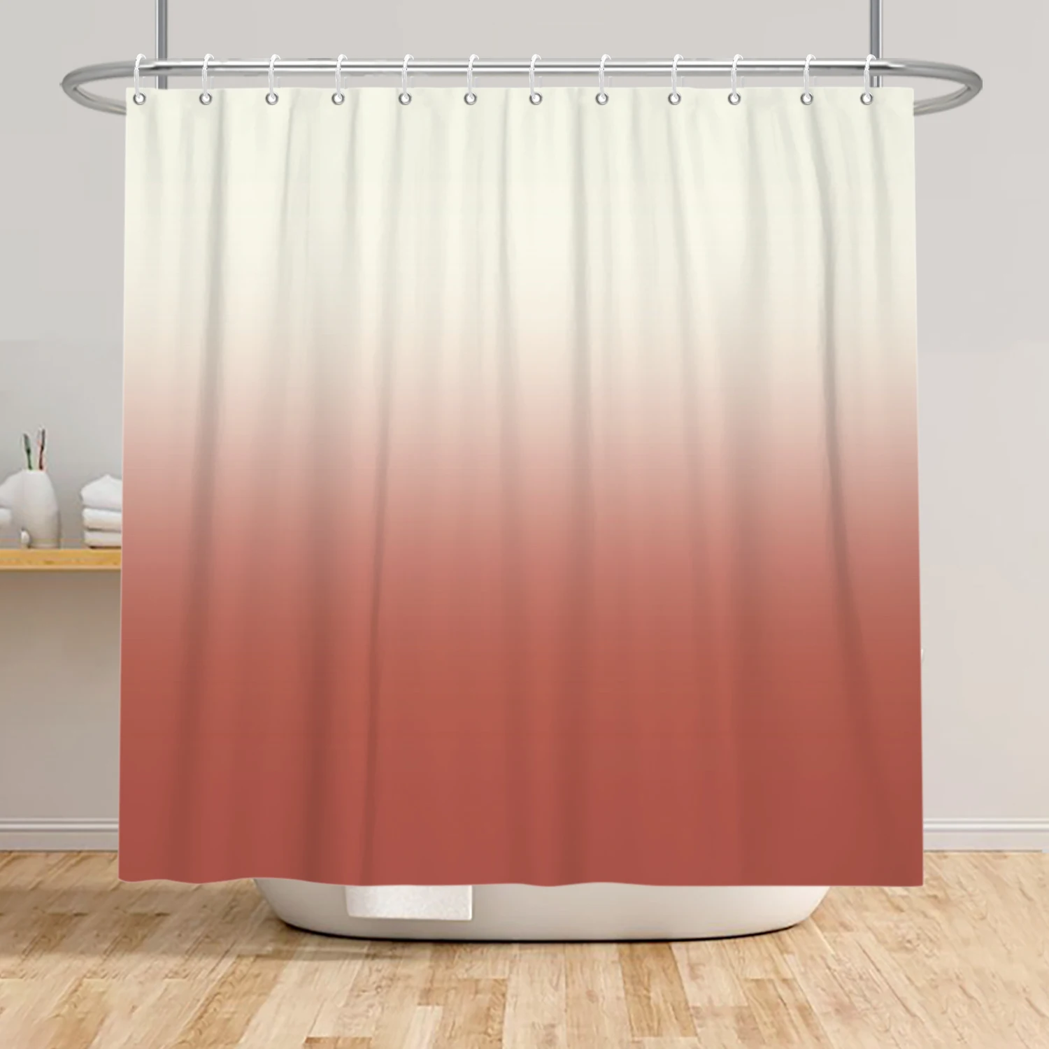 

Bathroom Waterproof Shower Curtain Gradient Colorful Blue Pink Blue Bathtub Partition With Hooks Washable Shower Curtains