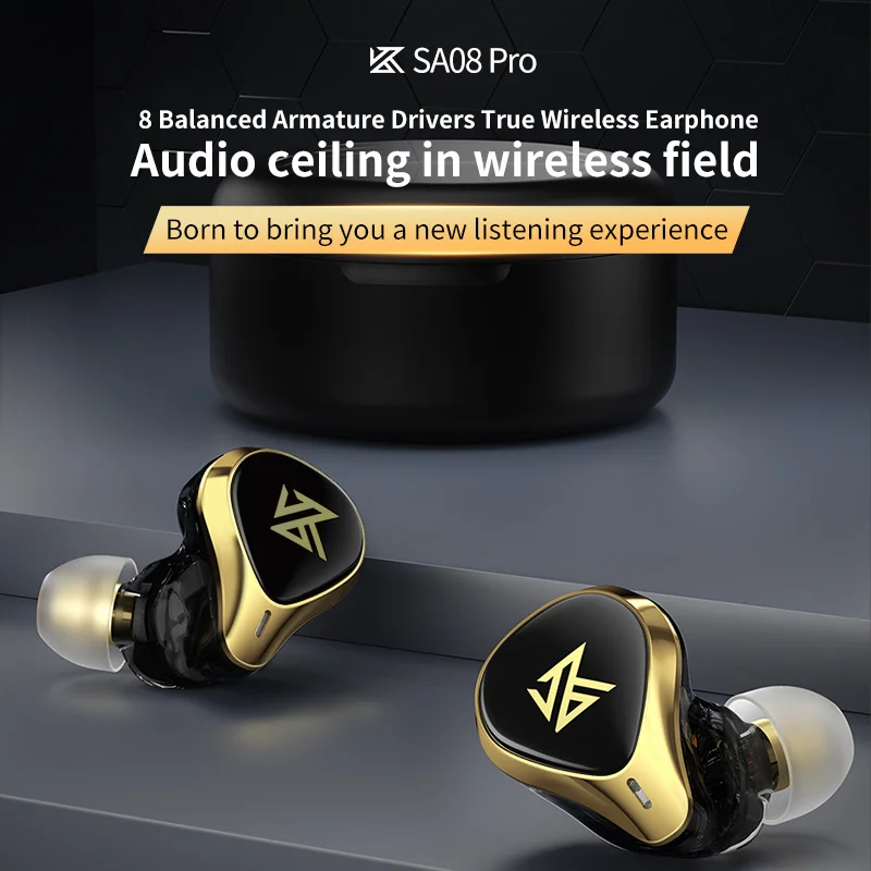 KZ SA08Pro 8-Unit Pure Dynamic Iron Bluetooth Earphones 5.2 High Sound Quality HIFI Fever Level Phone