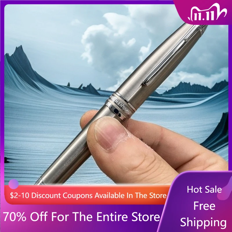 

Перьевая ручка Penchen из матовой нержавеющей стали, модель 146, усовершенствованное письмо, офис, бизнес-подарок, высококачественная коллекция канцелярских принадлежностей