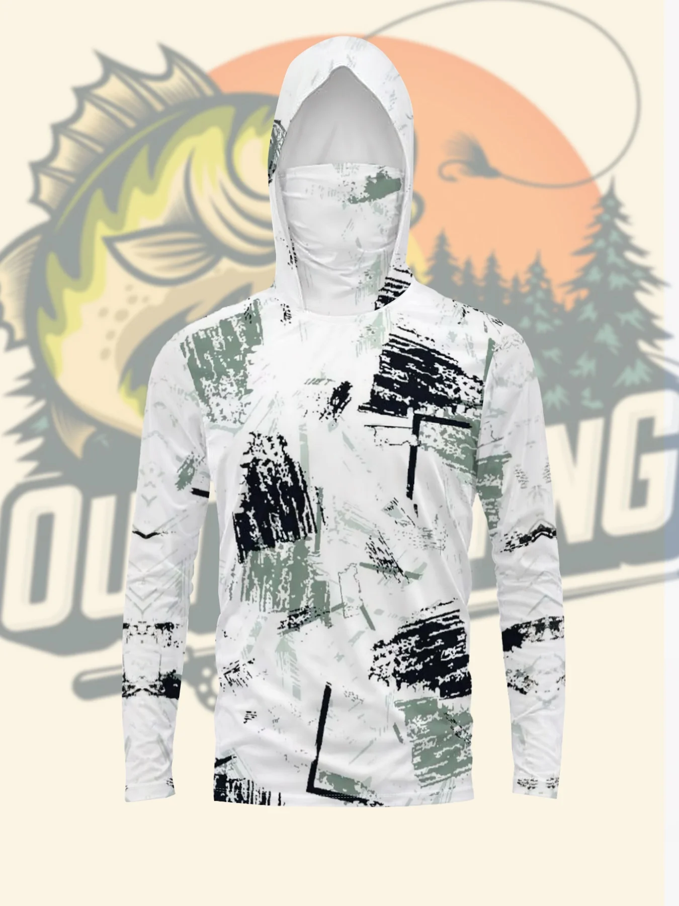 2026 New Model UV-Resistant Fishing Shirt with Long Sleeves and Hooded Collar - UV-Resistant Fishing Mask Clothing