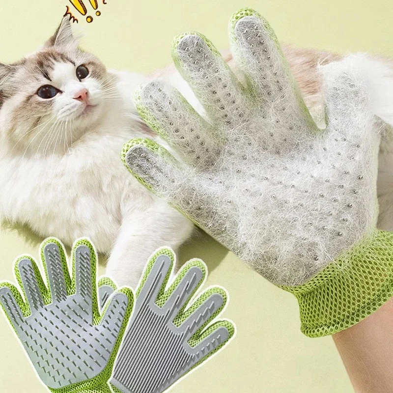 2 in 1 Cat Hair Glove Pet Fur Remover Gloves Cat Dog Grooming Glove Comb for Pets Clean Massage Brush Pet Products Cat Supplies