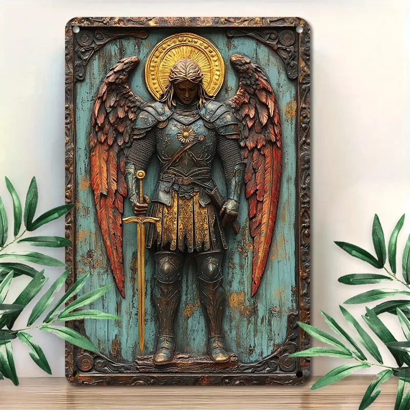 

Angel Warrior Tin Signs Retro Metal Signs Halloween Christmas Wall Decor Signs Plaque for Room Bar Cafe Farmhouse Kitchen Decor