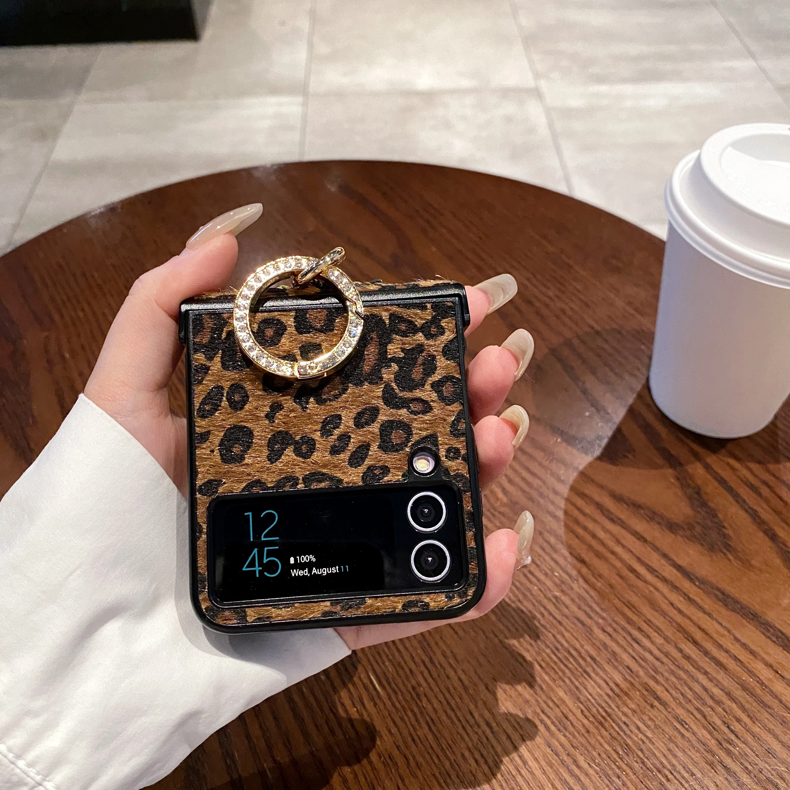 الفاخرة ليوبارد طباعة أفخم محكم بريق حلقة مشبك قضية الهاتف لسامسونج غالاكسي Z فليب 6 5 4 3 flip7 flip7FE غطاء الكمبيوتر الصلب