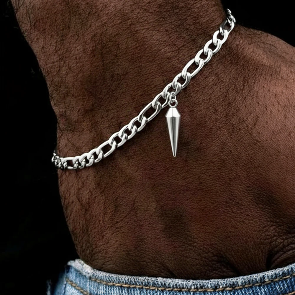 DGIDDK Stainless Steel Rivet Pendant Bracelet Unisex Minimalist Fashion Accessory Versatile Wrist Jewellery For Everyday Wear