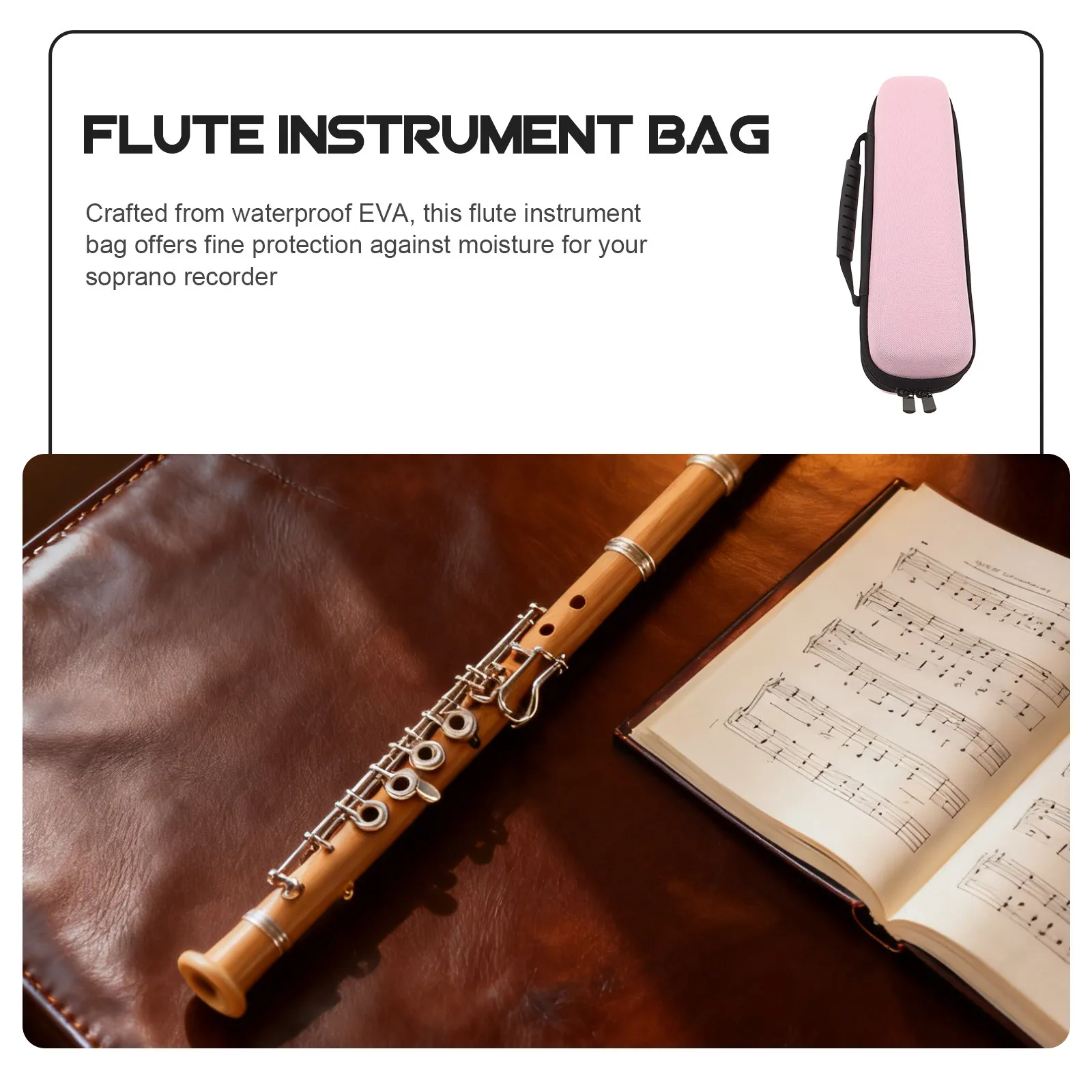 Music Instrument Flute Storage Case 1-Pack Portable Hard Shell Vertical Recorder Protective Carry Bag Organizer