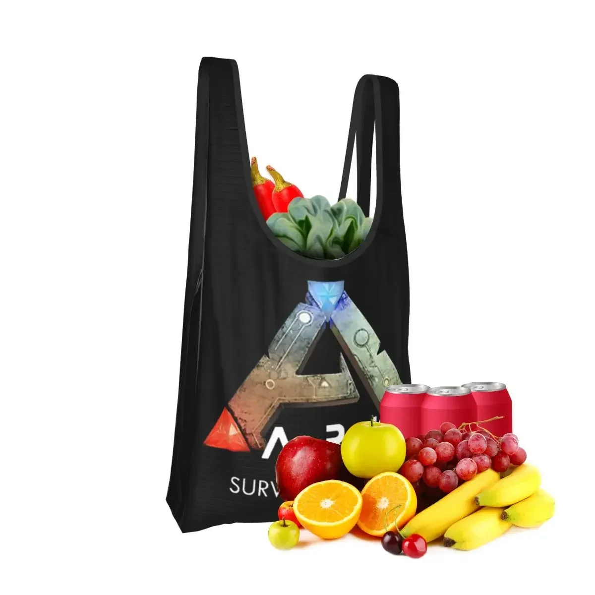 Ark Survival Evolved Black Shopping Bag Portable Tote Bags Foldable Shoulder Shopper Bag Groceries Handbag