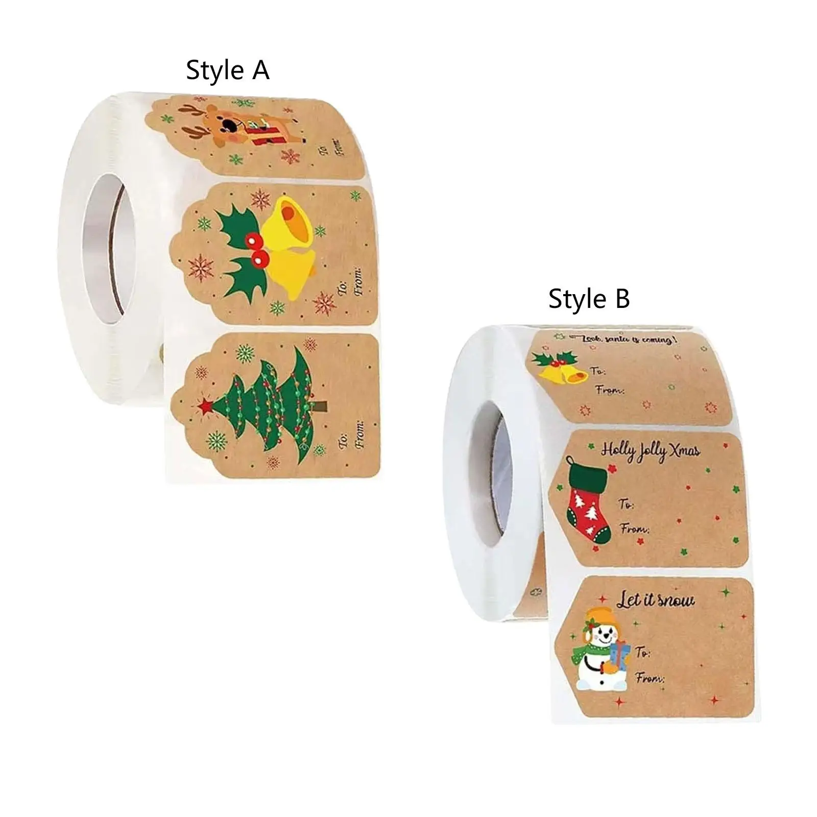 500x Christmas Labels Stickers DIY Paper Stickers for Party Holiday Birthday