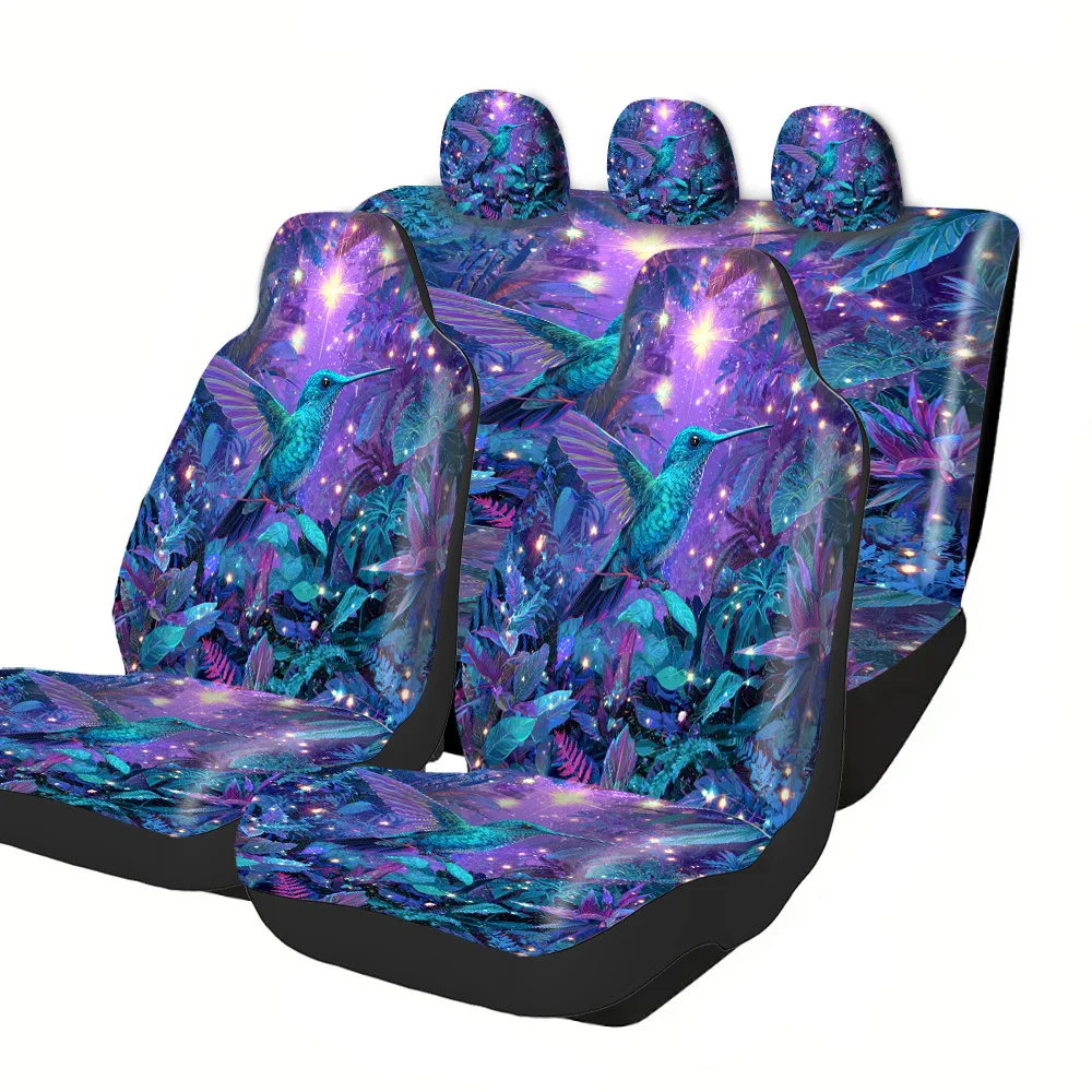 

Набор из 2-5 чехлов для автомобилей с ярким дизайном в виде колибри, полиэстер, универсальный размер для грузовиков, внедорожников, праздничные чехлы для автомобилей на Хэллоуин и Рождество, новинка