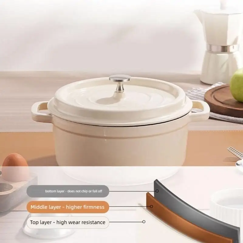 

Enameled Iron Dutch Oven Pot with Lid and Handle Casserole Pot Dish for Bread Baking Braising Stewing Roasting B03E