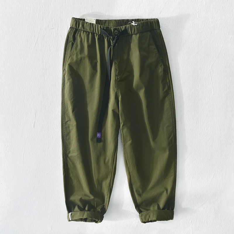 

2025 Spring Autumn New Pure Cotton Loose Cargo Pants for Men Clothing Straight Casual Solid Color Trousers
