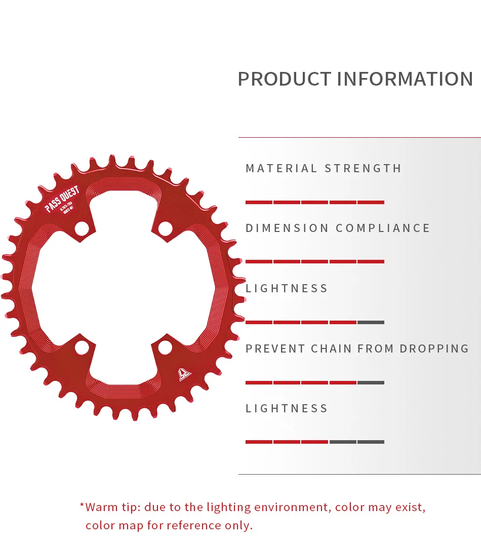 PASS QUEST 96BCD OVAL Road Bike Narrow Wide Chainring 30-42T Chain Wheel Black Bicycle Accessories