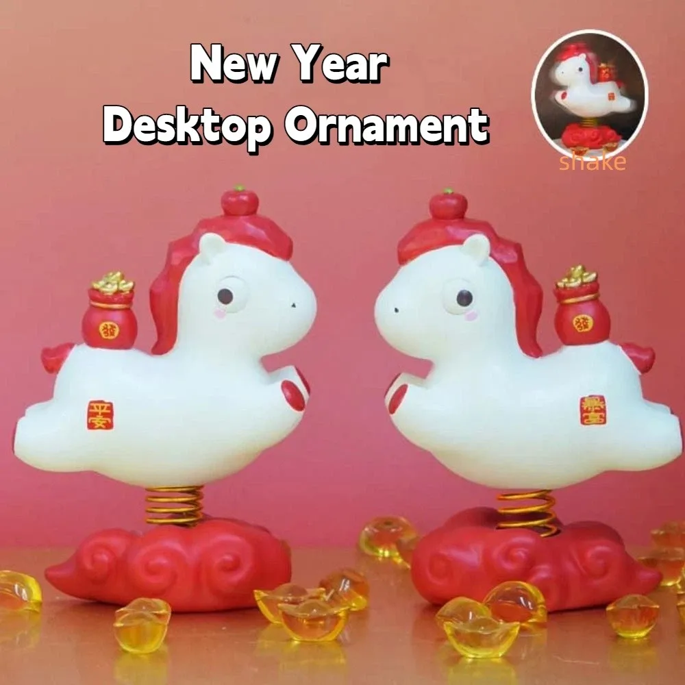 Accesorios para coche, adornos de poni del zodiaco de dibujos animados, caballo de resina con forma de poni, mascota Kawaii 2026, adorno de primavera para oficina