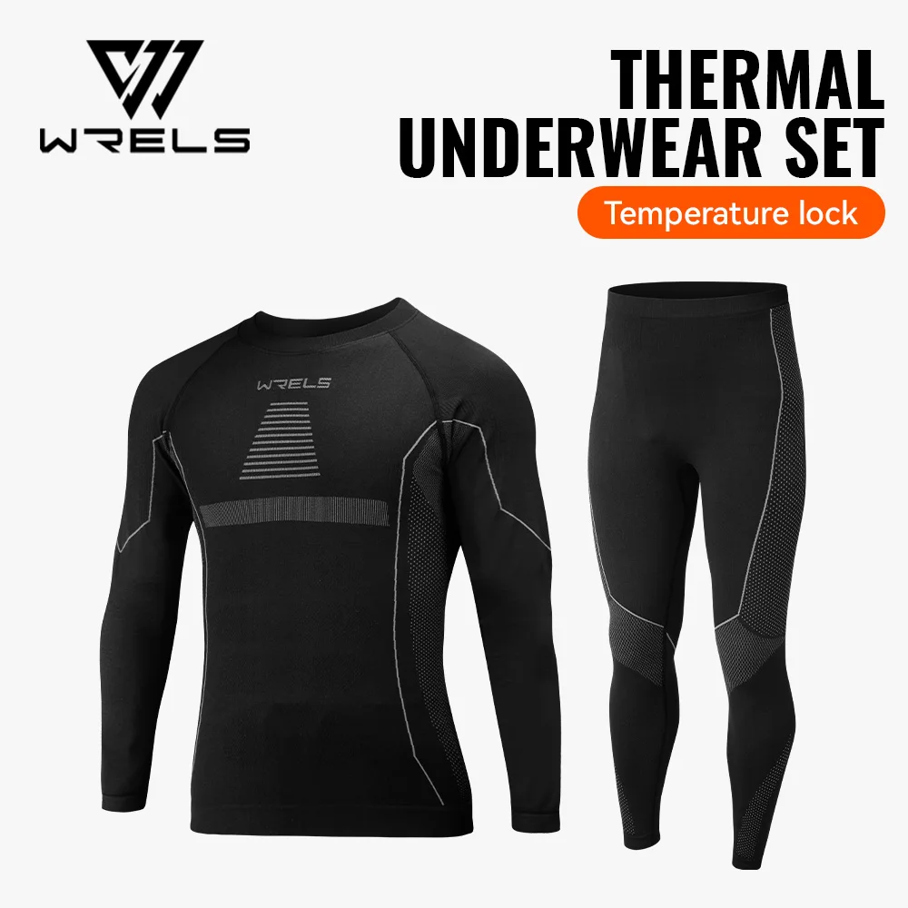 

WRELS Men Women Thermal Underwear Set Solid Color Simple Autumn And Winter Thermal Underwear Fitness Hiking Travel Base Layer