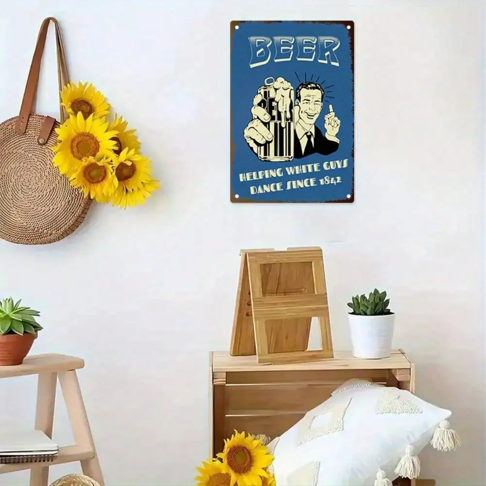 1 قطعة علامة القصدير البيرة خمر "المساعدة في الرقص الأبيض منذ عام 1942"، فن جدار مضحك لغرفة المعيشة والحفلات، 8x12In/20x30Cm #1