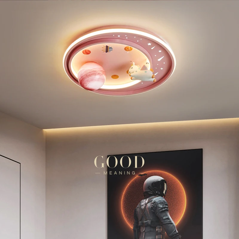 Princess Room Unicorn Ceiling Lamp Remote Control Optional Dimming LED Pink Ceiling Chandelier for Bedroom Nursery Room Girl Kid