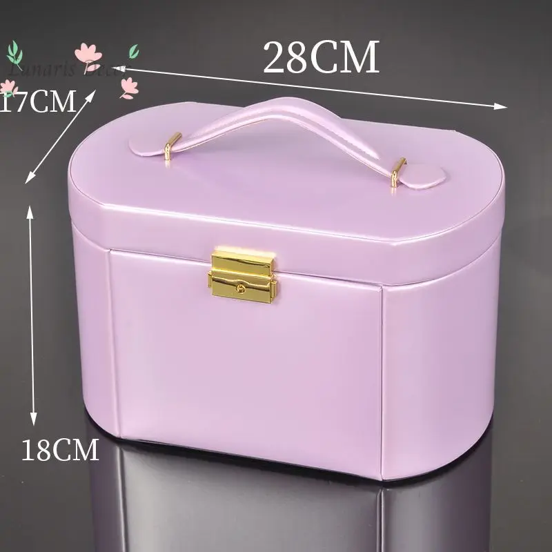 Binaural design jewelry storage box jewelry box leather with lock travel necklace ring wedding birthday gift exquisite
