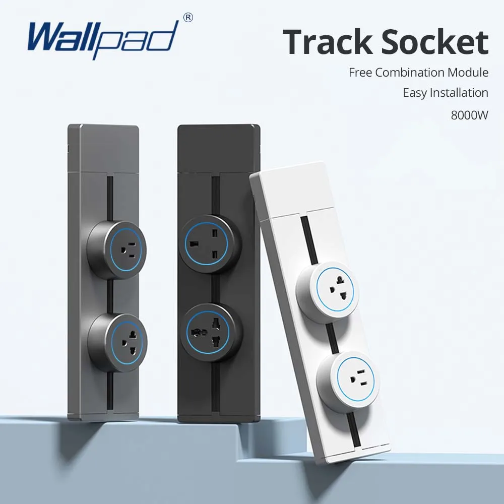 Wallpad Track Socket Round Module EU UK US Power Outlet 20W Type C USB Charger Circle LED Indicator For Kitchen Desktop