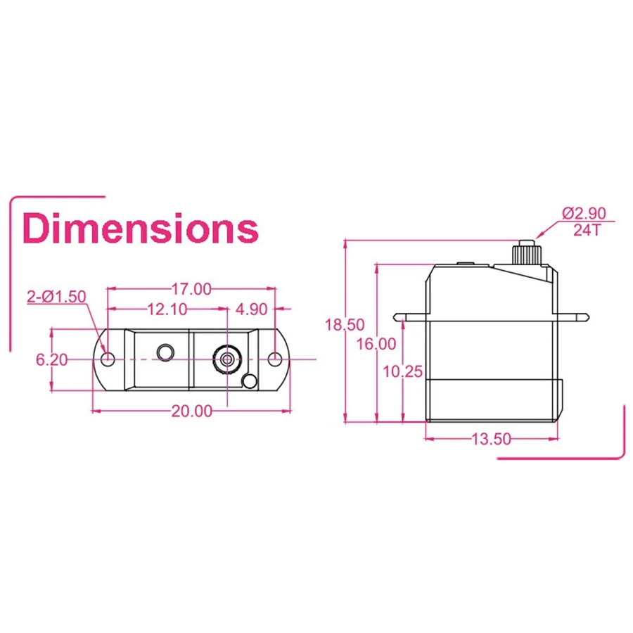 Mini Servo Numérique D1302 de 1.7G Connecteur JST1.0 pour Modèle RC de Drone, Avion et Hélicoptère