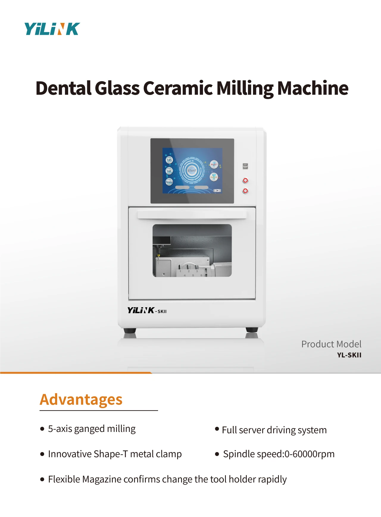 Dental Glass Ceramic Milling Machine 5-Axis Milling for Disilicate Lithium and Premill Blocks Suitable for CAD/CAM System