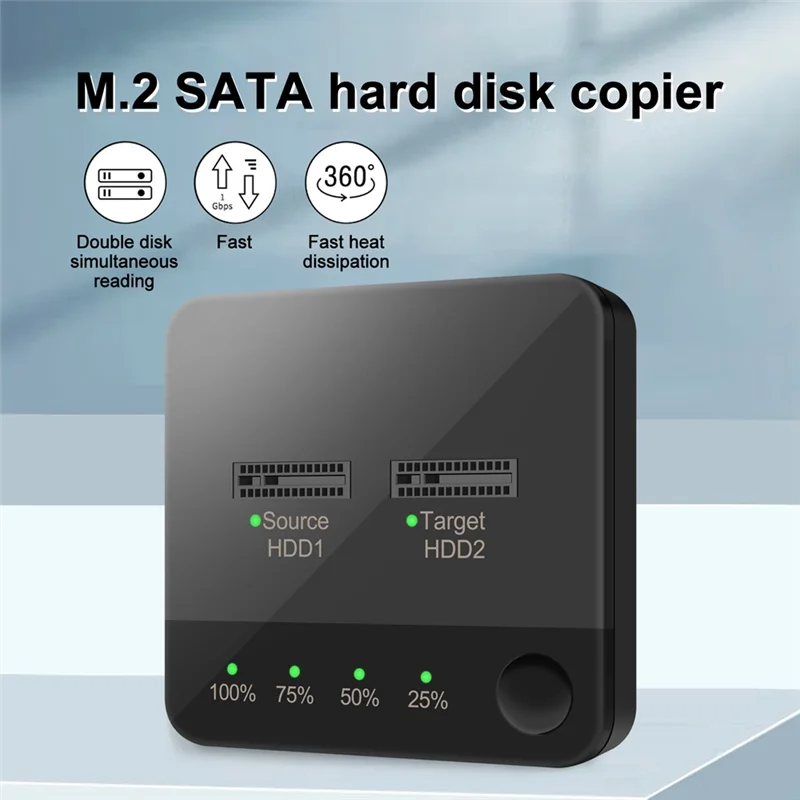 M.2 SATA Duplicator M.2 SATA Dual Bay SSD Enclosure External Hard Disk Docking Station with Clone for M2 HDD SSD Reader