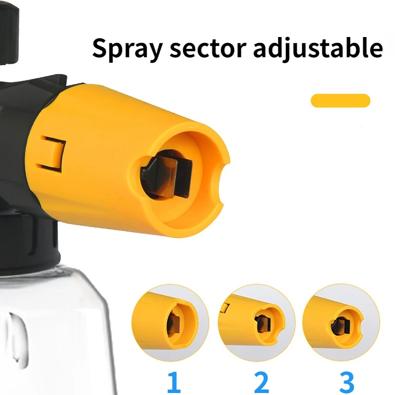 1LFoam Lance Sepenuhnya Transparan untuk Mesin Cuci Mobil dengan Nozzle Busa Pistol Busa Genenigma Penyemprot Meriam untuk Pompa Air Tekanan Tinggi