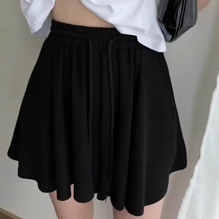 하이웨이스트 캐주얼 스포츠 발레 스타일 여성 반바지 와이드 레그 팬츠 스커트 핫팬츠 슬리밍 효과 봄 출퇴근 스타일