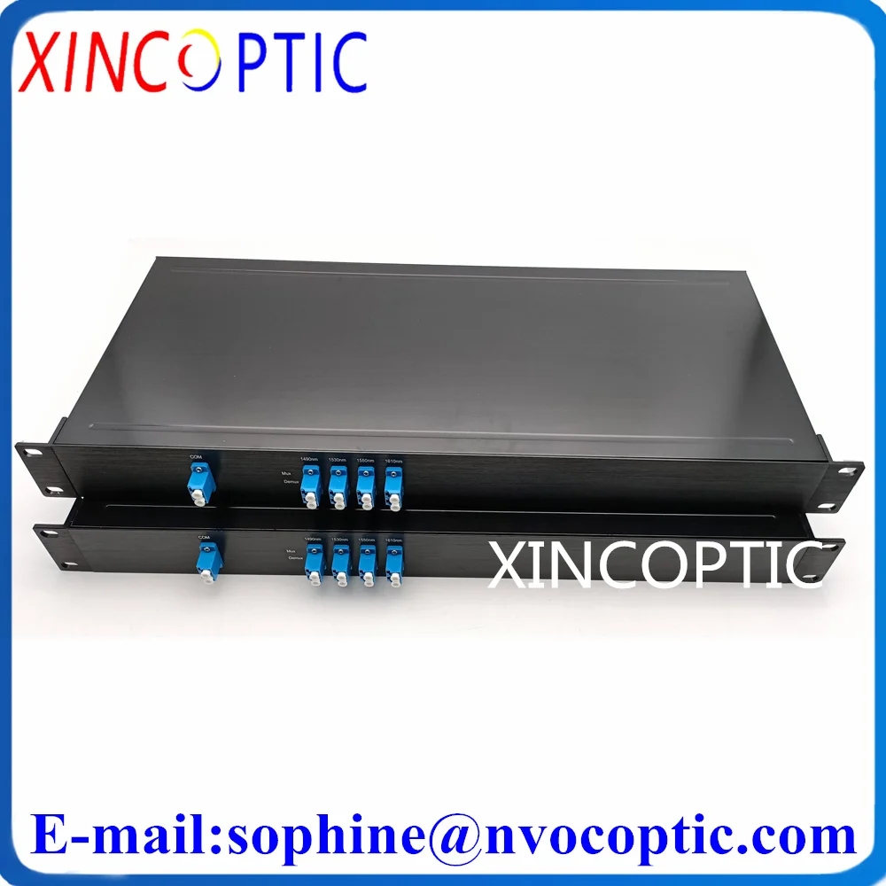 4Ch MUX DEMUX CWDM,4Channel 1490/1530/1550/1610nm Multiplexer Devices Fiber Optic Passive 1U Chassis Rack with LC/ST/FC/SC