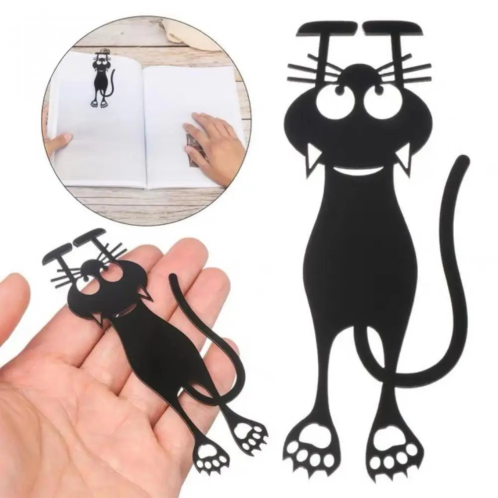 Creative Hollow Kitten Plastic Bookmark Hollow Bookmark Black Kitten Hanging Bookmark