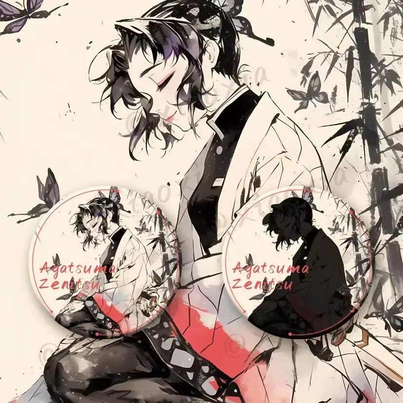 Убийца Демонов: Кимэцу но Яиба, стиль двойной стирки чернил, эмблема двойной вспышки, значок «Бабочка ниндзя, моя жена Йоситака»