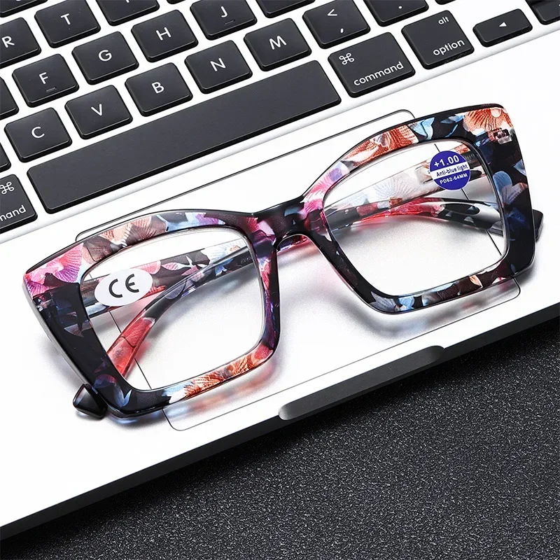 2025 New Fashionable Large Frame Women's Presbyopia Glasses High Definition Texture Neutral Color Anti Blue Light Glasses