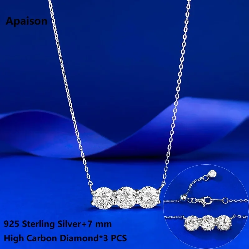 

Apaison 925 Sterling Silver Necklaces Delicate High Carbon Diamond Pendants For Women Wedding Engagement Ladies Jewelry Gift