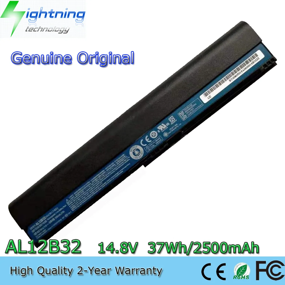 Original AL12B32 14.8V 2500mAh Laptop Battery for Acer TravelMate Aspire One 756 725 V5-131 V5-171 C710 AL12A31
