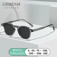 LOERHUNAR, gafas de sol para miopía con montura pequeña ovalada a la moda de alta calidad para hombres y mujeres, gafas de sol grises graduadas ópticas Anti UV400