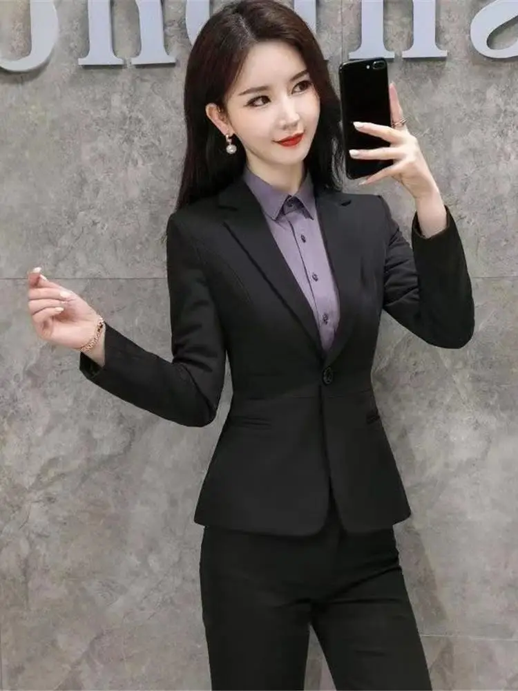 韓国風ショートレディーススーツプロフェッショナルファッショナブルな作業服多用途春秋新着クリーンフィットデザイン