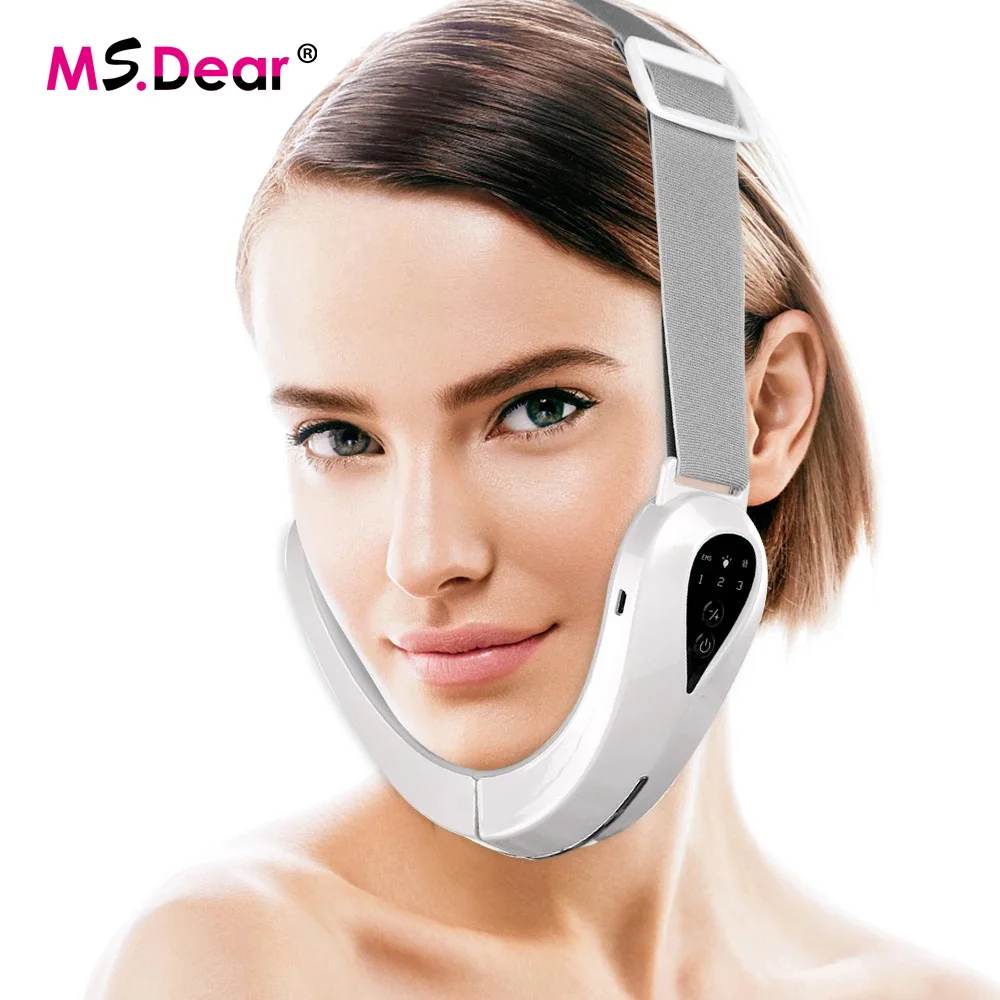 آلة الوجه على شكل حرف V، حزام رفع كهربائي على شكل حرف V، تدليك الوجه، LED لشد بشرة الوجه، جهاز تجميل مزدوج للذقن #1