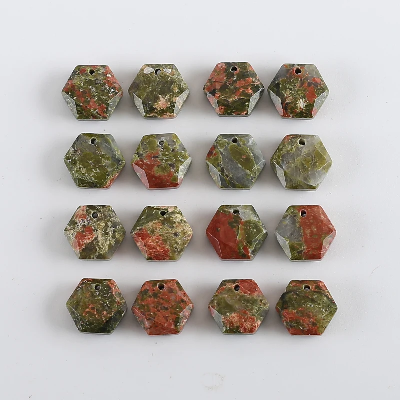 Wholesale Natural Unakite Jasper Hexagon Faceted Earrings Beads For Jewelry Making, Fashion DIY Earring Stone Jewelry
