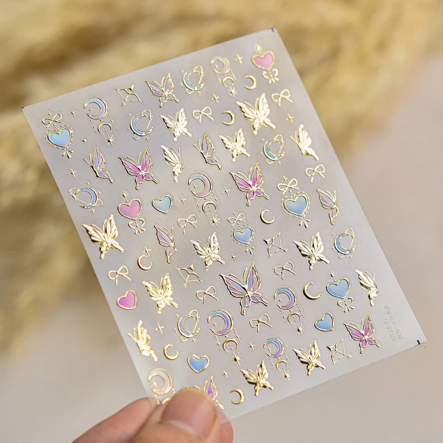 5D Metal Style Nail Stickers Flower Pop Hot Stamping Stickers Butterfly Nails Art Decorations Nail Accessories