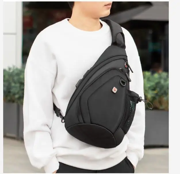 KAKA Brand Men Messenger Bags chest bag men large Male Shoulder bag USB Charging Cross body Bags Chest pack canvas for men