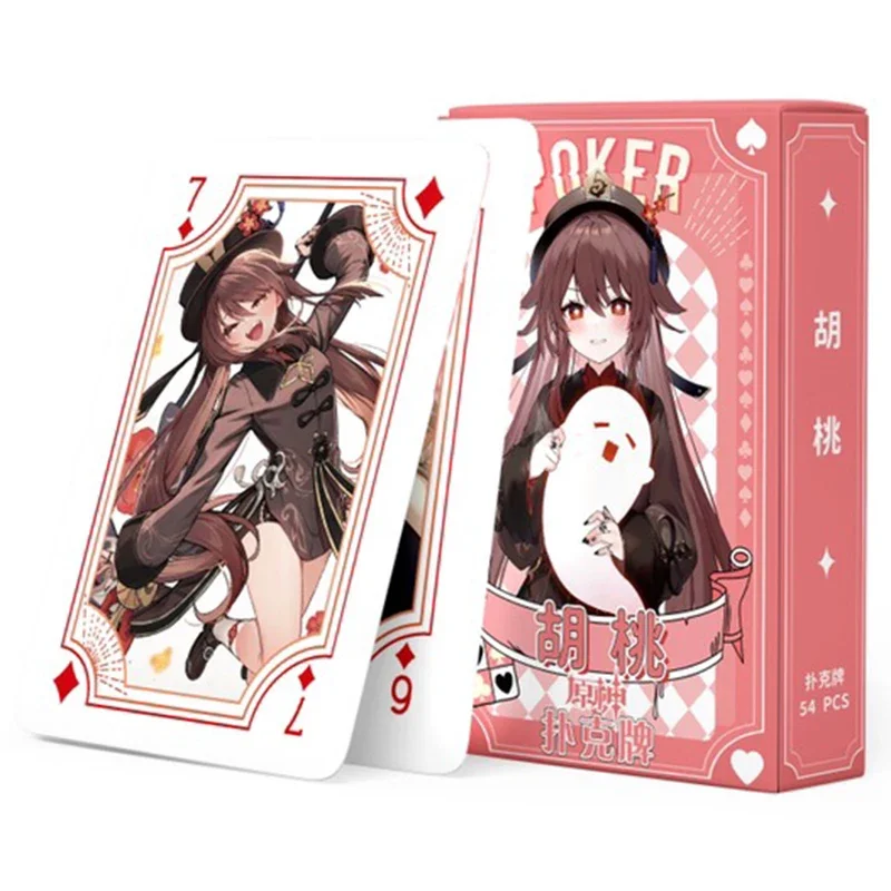 Genshin Impact Hu Tao poker playing cards board games child kids toys Children toy deck card game set Anime