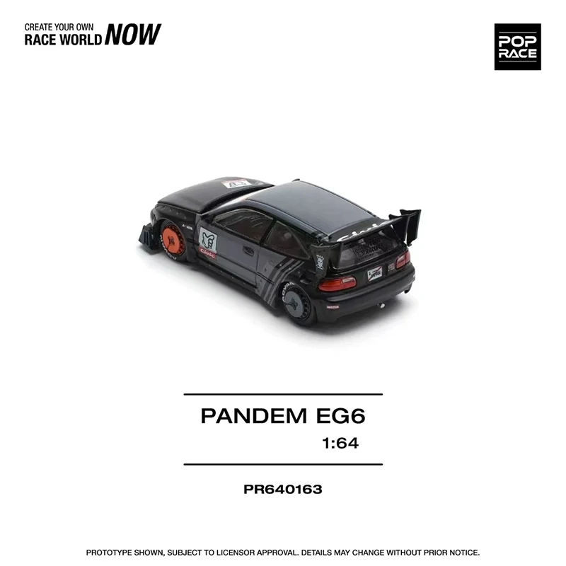 Voorverkoop POP RACE 1:64 Pandem Civic EG6 MK5 Zwart Geen Goede Diecast Diorama Auto Model Speelgoed