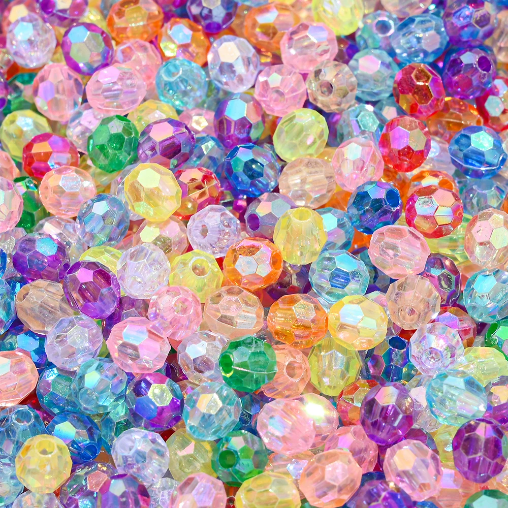 100pcs 6mm Mix Shiny Faceted Oval Spacer Beads Loose Acrylic Beads For Jewelry Making Bracelet Necklace Earring