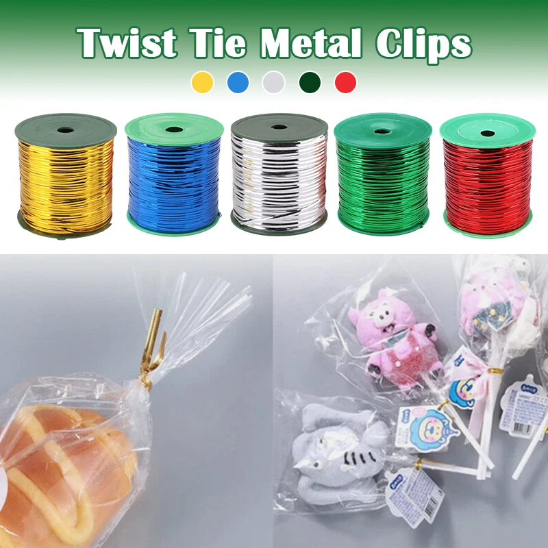 

365m/roll Twist Wire Tie DIY Material Gift Packaging Wrap Ribbon Rope Food Bread Bag Sealing Tying Twine For Home Supplies