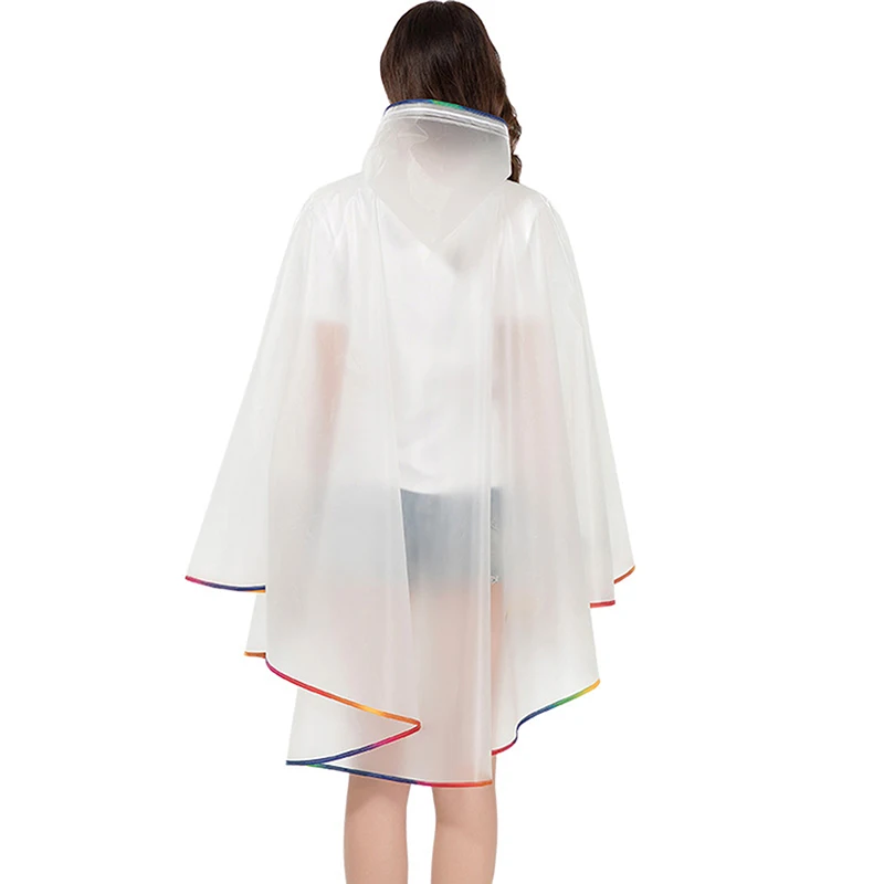 Fashion EVA Plasitc Transparent Women Rain Poncho Rain Cape Waterproof Raincoat for Hiking Biking