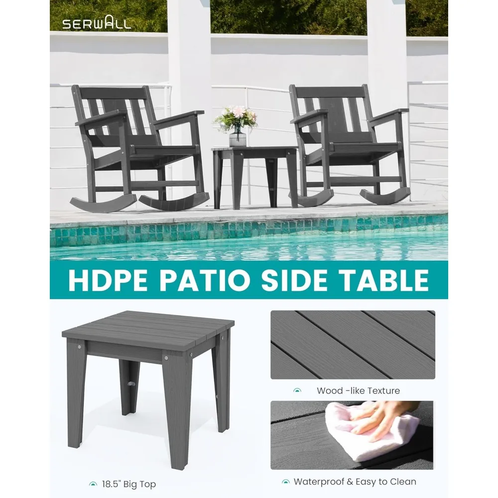 3 Piece Rocking Bistro Set, Patio Furniture Set with 2 Outdoor Rocking Chairs and 1 Side Table for Backyard, Porch, Pools