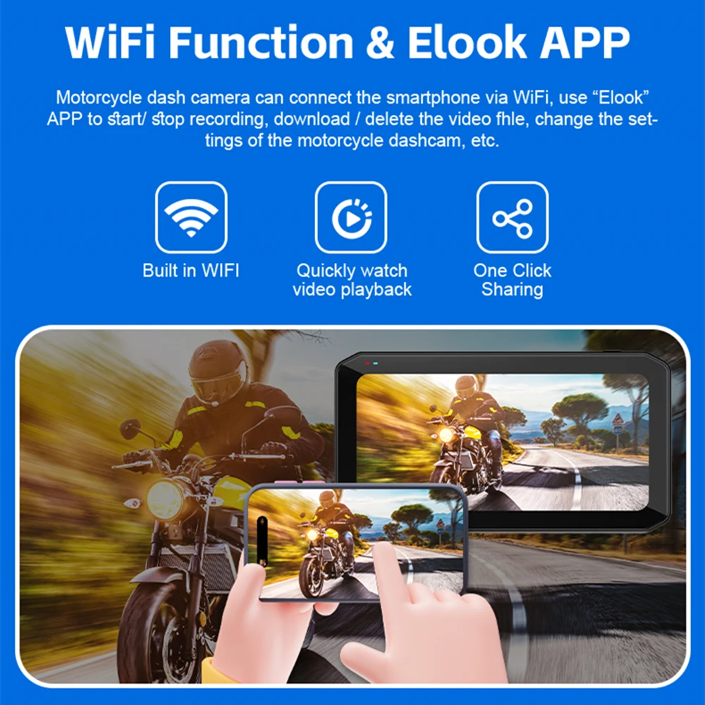6.25 بوصة Carplay دراجة نارية DVR الملاحة GPS اللاسلكية CarPlay أندرويد السيارات 2K DVR محرك مسجل موتو مراقب واي فاي BSD IPX7